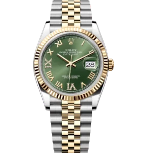 Rolex Datejust 36 Oyster Perpetual Oystersteel and yellow gold olive-green, diamond-set dial Jubilee band Reference 126233