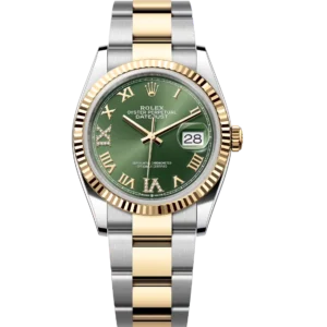 Rolex Datejust 36 Oyster Perpetual Oystersteel and yellow gold olive-green, diamond-set dial Oyster band Reference 126233