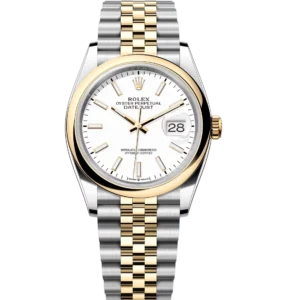 Rolex Datejust 36 Oyster Perpetual Oystersteel and yellow gold white dial Jubilee band Reference 126203