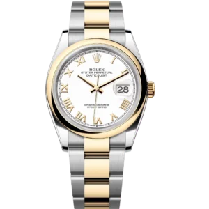 Rolex Datejust 36 Oyster Perpetual Oystersteel and yellow gold white dial Oyster band Reference 126203