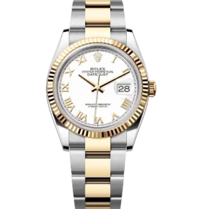 Rolex Datejust 36 Oyster Perpetual Oystersteel and yellow gold white dial Oyster band Reference 126233
