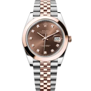Rolex Datejust 41 Oyster Perpetual Oystersteel and Everose gold chocolate, diamond-set dial Jubilee band Reference 126301