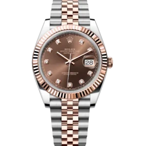 Rolex Datejust 41 Oyster Perpetual Oystersteel and Everose gold chocolate, diamond-set dial Jubilee band Reference 126331