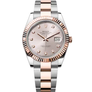 Rolex Datejust 41 Oyster Perpetual Oystersteel and Everose gold Sundust, diamond-set dial Oyster band Reference 126331
