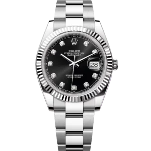 Rolex Datejust 41 Oyster Perpetual Oystersteel and white gold bright black, diamond-set dial Oyster band Reference 126334