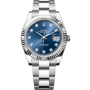 Rolex Datejust 41 Oyster Perpetual Oystersteel and white gold bright blue, diamond-set dial Oyster band Reference 126334