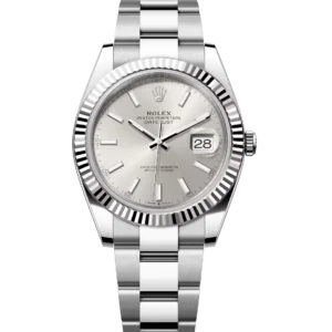 Rolex Datejust 41 Oyster Perpetual Oystersteel and white gold silver dial Oyster band Reference 126334