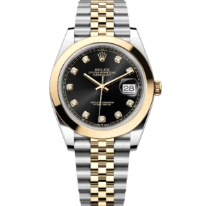 Rolex Datejust 41 Oyster Perpetual Oystersteel and yellow gold bright black, diamond-set dial Jubilee band Reference 126303