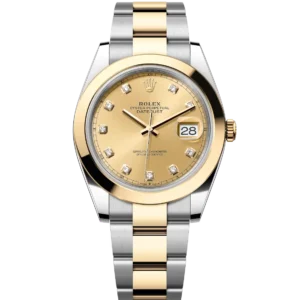 Rolex Datejust 41 Oyster Perpetual Oystersteel and yellow gold champagne colour, diamond-set dial Oyster band Reference 126303