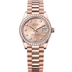 Rolex Datejust 31 Oyster Perpetual 18 ct Everose rosé colour diamond-set dial President band Reference 278285RBR