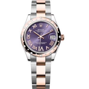 Rolex Datejust 31 Oyster Perpetual Oystersteel and Everose gold aubergine, diamond-set dial Oyster band Reference 278341RBR