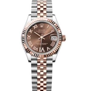 Rolex Datejust 31 Oyster Perpetual Oystersteel and Everose gold chocolate, diamond-set dial Jubilee band Reference 278271