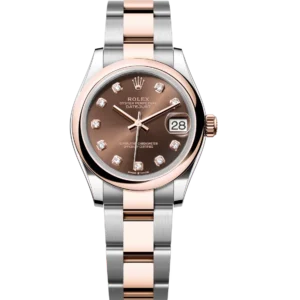 Rolex Datejust 31 Oyster Perpetual Oystersteel and Everose gold chocolate, diamond-set dial Oyster band Reference 278241