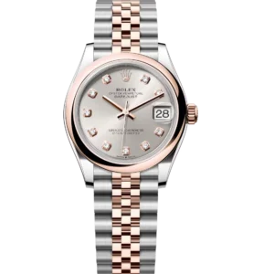 Rolex Datejust 31 Oyster Perpetual Oystersteel and Everose gold silver, diamond-set dial Jubilee band Reference 278241