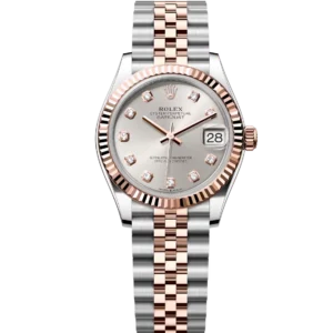 Rolex Datejust 31 Oyster Perpetual Oystersteel and Everose gold silver, diamond-set dial Jubilee band Reference 278271