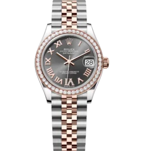 Rolex Datejust 31 Oyster Perpetual Oystersteel and Everose gold slate, diamond-set dial Jubilee band Reference 278381RBR