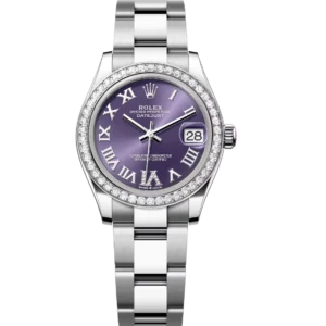 Rolex Datejust 31 Oyster Perpetual Oystersteel and white gold aubergine, diamond-set dial Oyster band Reference 278384RBR