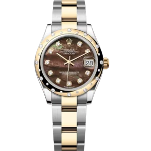 Rolex Datejust 31 Oyster Perpetual Oystersteel and yellow gold black mother-of-pearl, diamond-set dial Oyster band Reference 278343RBR