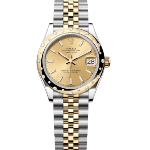 This Oyster Perpetual Datejust 31 in Oystersteel and yellow gold features a champagne-colour dial and a Jubilee band.