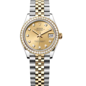 Rolex Datejust 31 Oyster Perpetual Oystersteel and yellow gold champagne colour, diamond-set dial Jubilee band Reference 278383RBR
