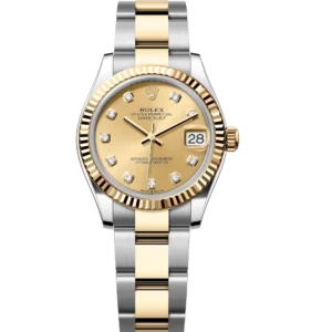 Rolex Lady-Datejust 28 Oyster Perpetual Oystersteel and yellow gold champagne colour, diamond-set dial Oyster band Reference 279173