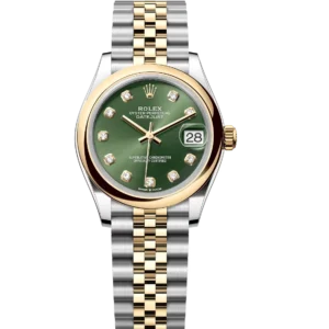 Rolex Datejust 31 Oyster Perpetual Oystersteel and yellow gold olive-green, diamond-set dial Jubilee band Reference 278243