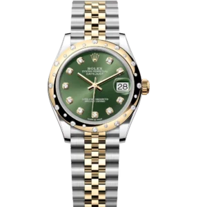 Rolex Datejust 31 Oyster Perpetual Oystersteel and yellow gold olive-green, diamond-set dial Jubilee band Reference 278343RBR