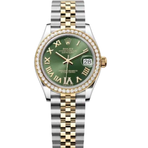 Rolex Datejust 31 Oyster Perpetual Oystersteel and yellow gold olive-green, diamond-set dial Jubilee band Reference 278383RBR