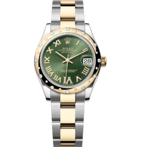 Rolex Datejust 31 Oyster Perpetual Oystersteel and yellow gold olive-green, diamond-set dial Oyster band Reference 278343RBR