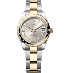 Rolex Datejust 31 Oyster Perpetual Oystersteel and yellow gold silver, diamond-set dial Oyster band Reference 278343RBR