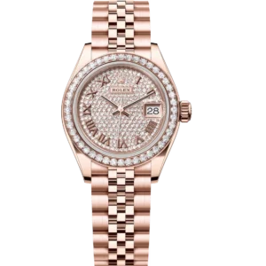 Rolex Lady-Datejust 28 Oyster Perpetual 18 ct Everose gold diamond-paved dial Jubilee band Reference 279135RBR