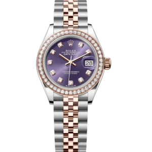Rolex Lady-Datejust 28 Oyster Perpetual Oystersteel and Everose gold aubergine, diamond-set dial Jubilee band Reference 279381RBR
