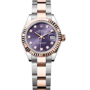 Rolex Lady-Datejust 28 Oyster Perpetual Oystersteel and Everose gold aubergine, diamond-set dial Oyster band Reference 279171