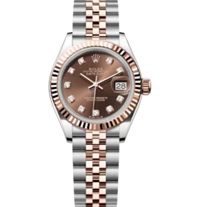Rolex Lady-Datejust 28 Oyster Perpetual Oystersteel and Everose gold chocolate, diamond-set dial Jubilee band Reference 279171