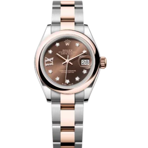 Rolex Lady-Datejust 28 Oyster Perpetual Oystersteel and Everose gold chocolate, diamond-set dial Oyster band Reference 279161