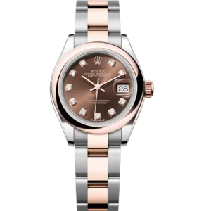 Rolex Lady-Datejust 28 Oyster Perpetual Oystersteel and Everose gold chocolate, diamond-set dial Oyster band Reference 279161