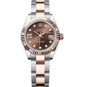 Rolex Lady-Datejust 28 Oyster Perpetual Oystersteel and Everose gold chocolate, diamond-set dial Oyster band Reference 279171