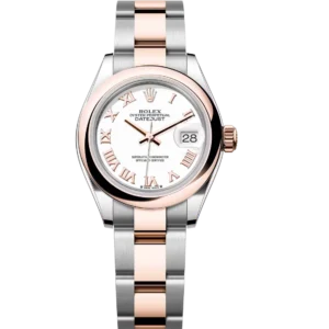 Rolex Lady-Datejust 28 Oyster Perpetual Oystersteel and Everose gold white dial Oyster band Reference 279161