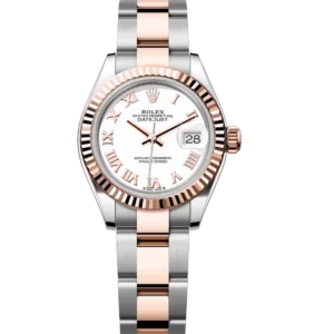 Rolex Lady-Datejust 28 Oyster Perpetual Oystersteel and Everose gold white dial Oyster band Reference 279171