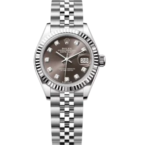 Rolex Lady-Datejust 28 Oyster Perpetual Oystersteel and white gold dark grey, diamond-set dial Jubilee band Reference 279174