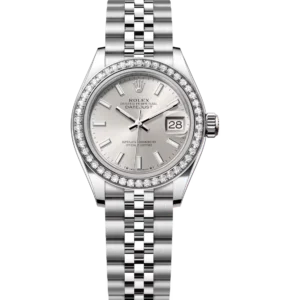 Rolex Lady-Datejust 28 Oyster Perpetual Oystersteel and white gold silver dial Jubilee band Reference 279384RBR
