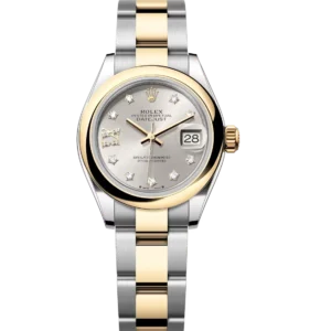 Rolex Lady-Datejust 28 Oyster Perpetual Oystersteel and yellow gold silver, diamond-set dial Oyster band Reference 279163