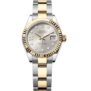 Rolex Lady-Datejust 28 Oyster Perpetual Oystersteel and yellow gold silver, diamond-set dial Oyster band Reference 279173
