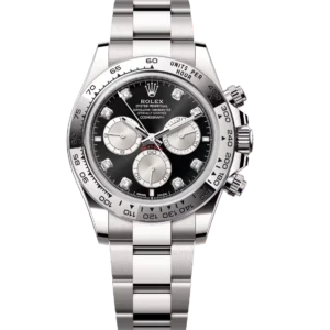 Rolex Cosmograph Daytona 40 Oyster Perpetual 18 ct white gold bright black and steel, diamond-set dial Oyster band Reference 126509