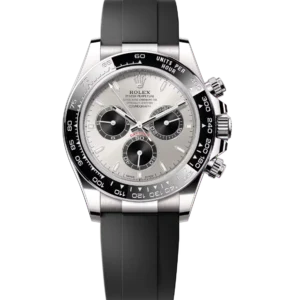 Rolex Cosmograph Daytona 40 Oyster Perpetual 18 ct white gold steel and bright black dial Oysterflex band Reference 126519LN