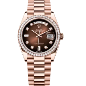 Rolex Day-Date 36 Oyster Perpetual 18 ct Everose gold brown ombré, diamond-set dial diamond-set bezel President band Reference 128345RBR