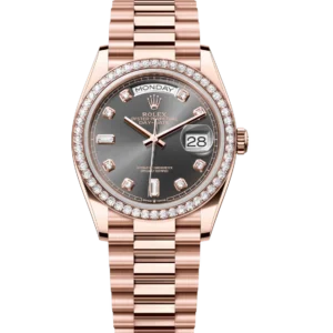 Rolex Day-Date 36 Oyster Perpetual 18 ct Everose gold slate, diamond-set dial diamond-set bezel President band Reference 128345RBR