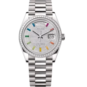 Rolex Day-Date 36 Oyster Perpetual 18 ct white gold diamond-paved dial diamond-set bezel President band Reference 128399TBR
