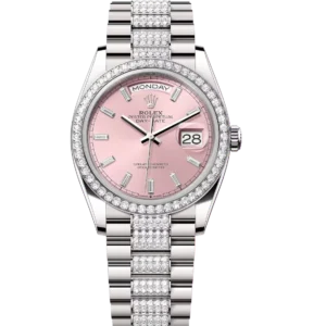 Rolex Day-Date 36 Oyster Perpetual 18 ct white gold pink, diamond-set dial diamond-set bezel diamond-set President band Reference 128349RBR