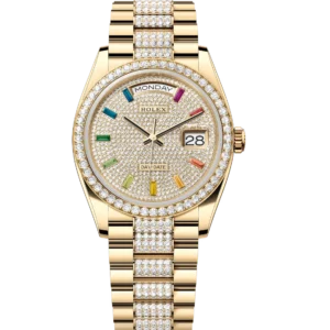 Rolex Day-Date 36 Oyster Perpetual 18 ct yellow gold diamond-paved dial diamond-set bezel diamond-set President band Reference 128348RBR